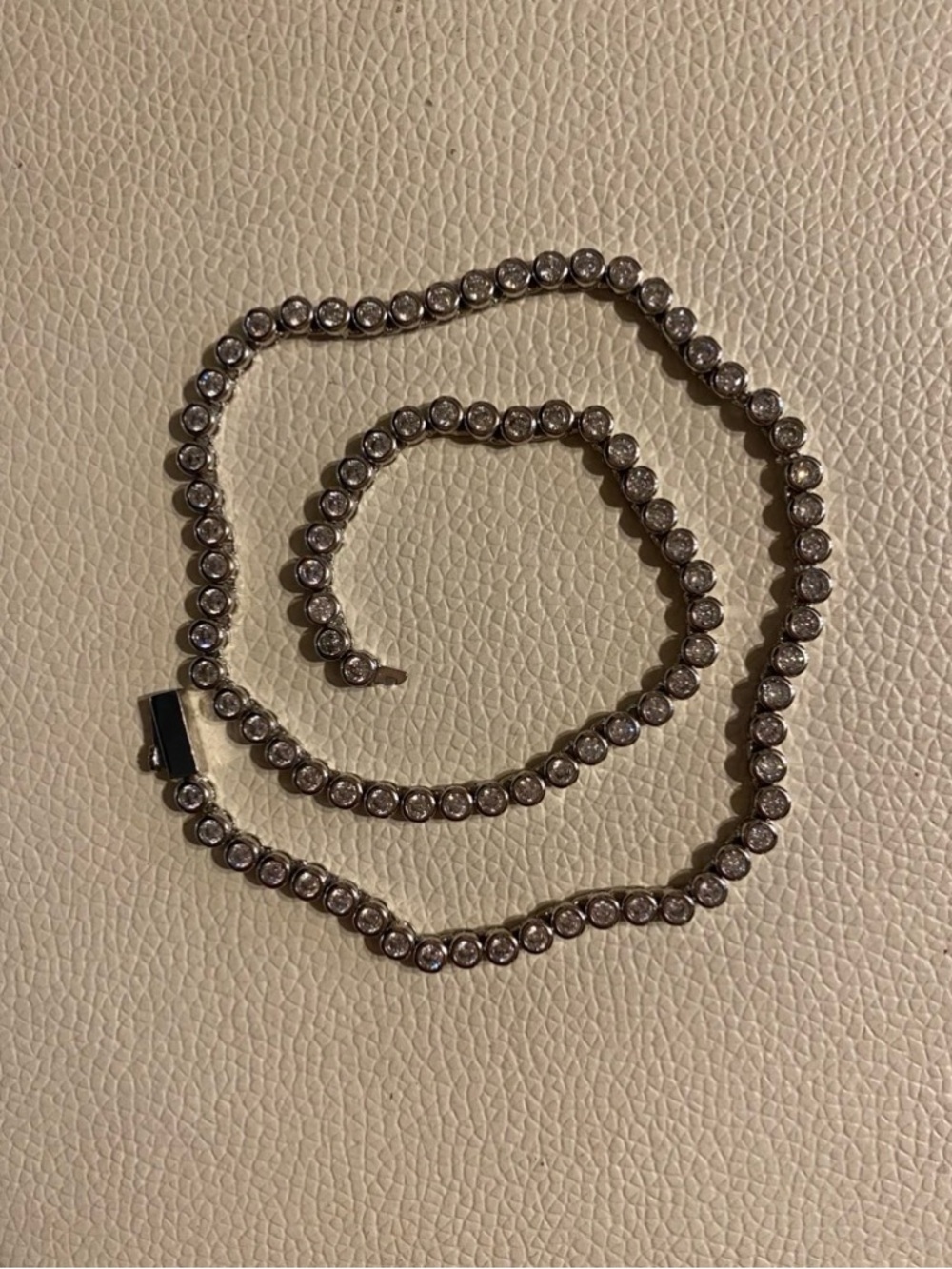 15CT Bezel Set Round Cut Lab Created Diamond Tennis Necklace 14K Gold Plated